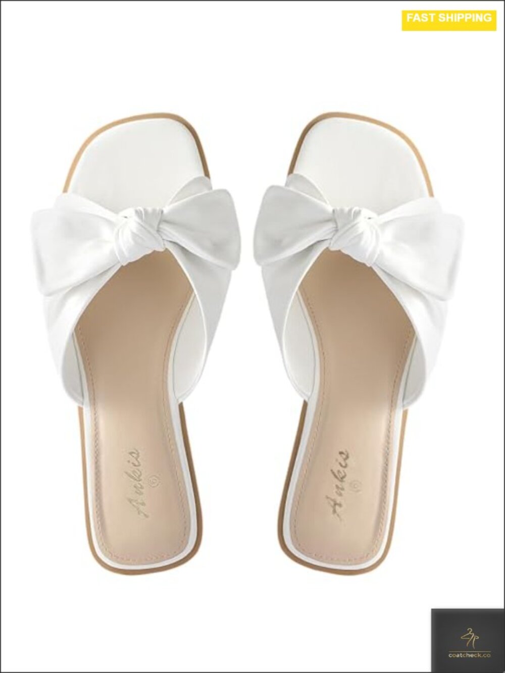 Women's Bow Flat Sandals Square Open Toe Dressy Slides